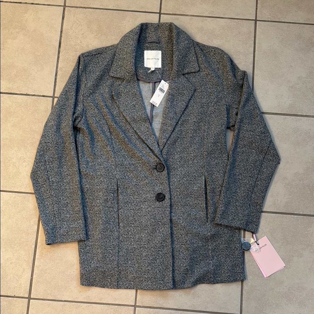 NWT Avec Les Filles Herringbone Blazer
